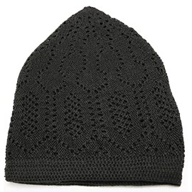 Modefa Turkish Islamic Kufi Takke - Cotton Blend Knit Cap - One Size Fits Most Skullie Beanie Taqiyah - Prayer Cap Muslim Men (Black)