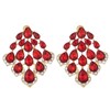 Red Crystal Chandelier Earrings, Multilayer Tear Cluster, Statement Stud Earrings,