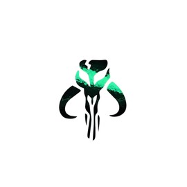 Mythosaur Chrome Vinyl Decal Sticker – Mandalorian Skull Emblem for Cars, Laptops, Windows, and More – Perfect for SW Fans (Emerald Green Chrome, 3" Tall x 2.3" Wide)