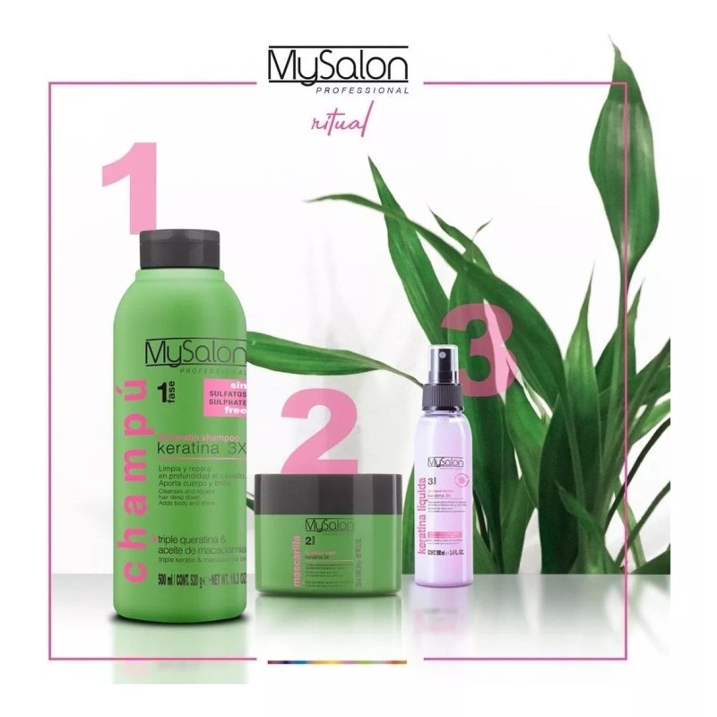 Mysalon Kit Keratina 3x Shampoo + Mascarilla + Keratina Liquida