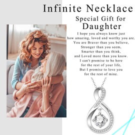 JEIKTO To My Daughter Necklace, Daughter Gifts From Mom Infinite Pendant Necklace Gifts for Daughter│Silver Necklace Birthday Gifts