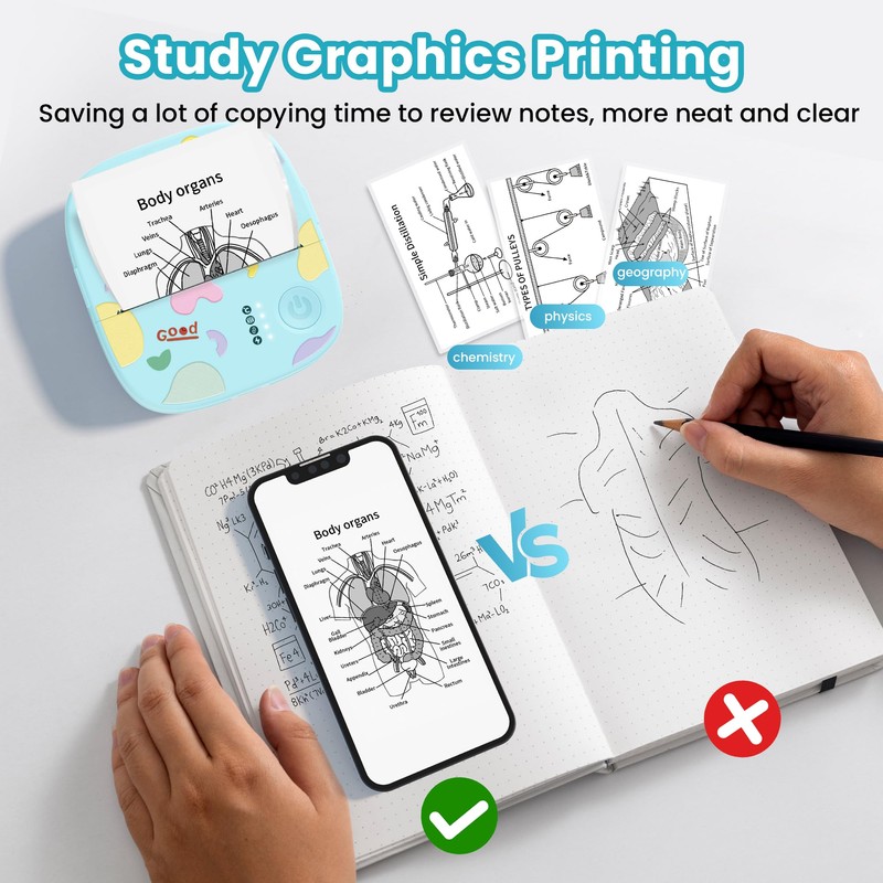 XenGro Mini Portable Sticker Printer, Mini Thermal Printer with 3