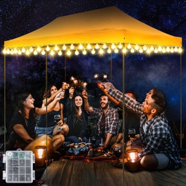 Hohean 1 Pack Canopy Tent Lights, 59ft 120LEDs Canopy Lights Outdoor Battery Powered with 8 Modes, Bright Camping Canopy String Lights for 10' x 20' Pop Up Canopy Tent, Suitable for Tailgate Party