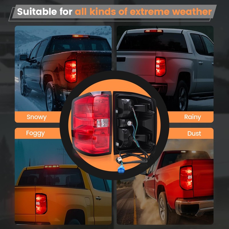 BeamTrack Tail Lights Assembly Compatible with 2014-2019 Chevy Silverado 1500