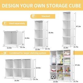 VIPZONE Baby Closet,Dresser, Kids Closet Organizers, Portable Kids Wardrobe for Closet, Bedroom, Nursery, Cubby, Cabinet, Clothes, Dress, Baby Storage Shelf, Armoire Clothes Hanging (12 Cube, White)