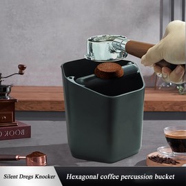 LOCADENCE Espresso Knock Box, Large Capacity Heat Resistant Coffee Knock Box with Removable Knock Bar, Portable Coffee Ground Bin with Nonslip Base, Espresso Dump Bin for Coffee Varieties Shop