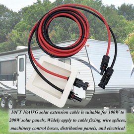 repustor Weatherproof Solar Cable Entry Gland Entry Housing Solar Junction Box Fits for RV,Vehicles, Boats,Through RV Roof Solar Entry Housing with 10Ft 10AWG Solar Extension Cable(White Entry Gland)