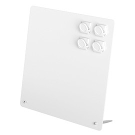 FANXIYQ Magnetic Bulletin Board with Stand,Magnetic Board for Tabletop with 4 Magnetic Clamp,Metal Board for Magnets Display,11.4x11.81Inches,White