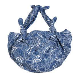 Indigo-Dyed Furoshiki Wrapping Cloth Grocery Eco Bag Modern Japanese Reusable Wrap Cotton 100% UJS028FN Fern Leaf