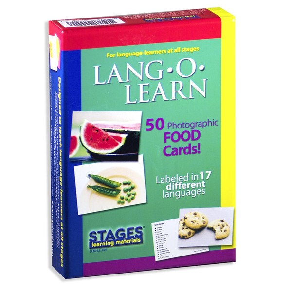 Stages Learning Materials Lang-O-Learn ESL Food Vocabulary Photo Cards Flashcards for English, Spanish, French, German, Italian, Chinese, Korean +More
