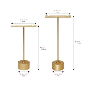 Ugdgtgo Gold Metal Earring T-Bar Display Stand Holder for Retail Selling Jewelry Photography H-4.5inch and 5.3 inch (6, Gold)