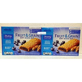 Millville Fruit & Grain Soft Baked Bar Blueberry Naturally Flavored 10.4oz 296g (Two Boxes)