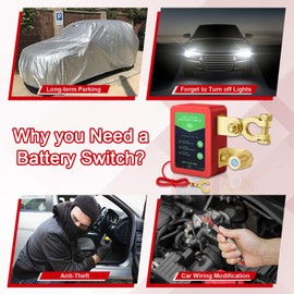 Csyibeielec Kill Switch for Car - 12V Remote Battery Disconnect Switch Smart Voltage Car Battery Kill Switch for Vehicle, RV, ATV, Truck, Boat