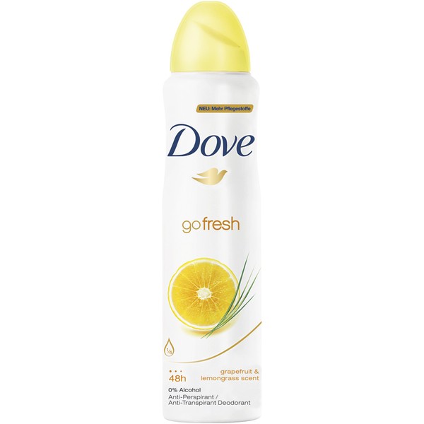 Dove gofresh - Deodorant Spray - Grapefruit and Lemongrass Scent -Pack of 1 Unit, 150 ml