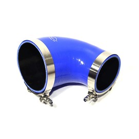 TMKOOL TMKOOL Combo Universal 4-Ply Reinforced 3"-3.75" ID 90 Degree Elbow Reducer Coupler Silicone Hose + SS 304 T Bolt Clamp (3"-3.75" Blue)