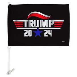 Top Trump 2024 Pro Gun Car Flag Vehicle Auto Decoration for Window Decor Mount Bracket Clip Small Tapestry Pro-Trump 2024 MAGA Bandera para Carros Outdoor Pole Accessories Made in USA