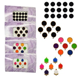 Indian Bindi for Women by Boutique De Luxe, Mixed Black and Multi Color Bindi Face Jewels, Bindi for Women Indian, Adorn Your Forehead, Face Stickers, Party Fashion Wear for Women (4 Packs)