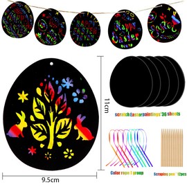 Wishstar Easter egg scratch pictures, children's crafts, Easter eggs craft set for Easter birthday party decoration DIY craft