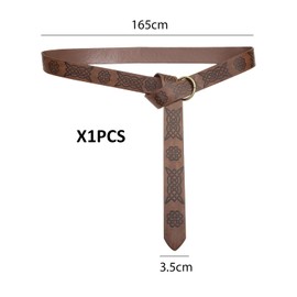 CYNOSURETECH 1 Piece of Retro-Style Ring Belt, Medieval Knight Belt, Role-Playing Props, PU Leather Belt, Suitable for Those Who Pursue Fashion, Retro and Individuality