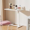 Overbed Bedside Table with Hidden Casters, Adjustable Pneumatic Mobile Laptop