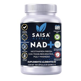 NAD+ Advanced Complex 100 Cápsulas | Nicotinamida Ribósido (NR) + Resveratrol + PQQ + Magnesio Glicinato + Vitamina B6 | Energía Celular, Enfoque y Longevidad | Saisa Herbal