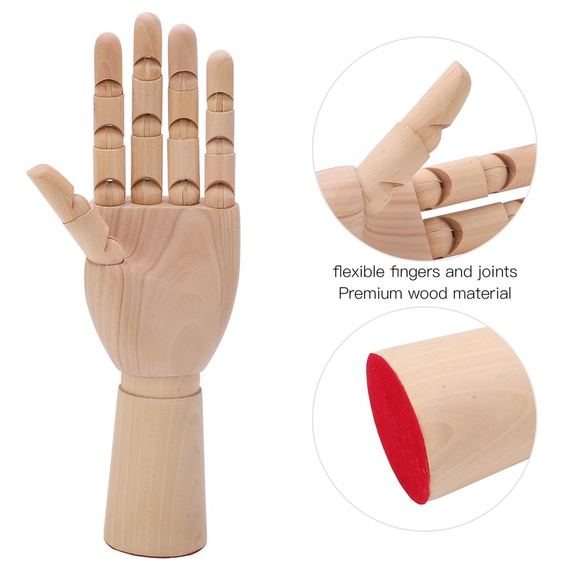 Wooden Hand Model Movable Flexible Durable Wood Wide Application Wooden