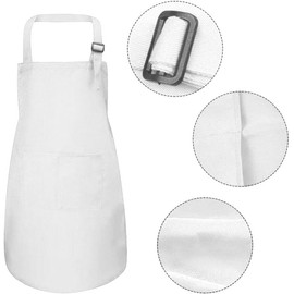 NiceLand Children's Apron, Set of 2, Children's Kitchen Apron, Painting Apron Set, Adjustable White Children's Apron with 2 Pockets for Kitchen, Cooking, Baking, Painting (4-13 Years), White