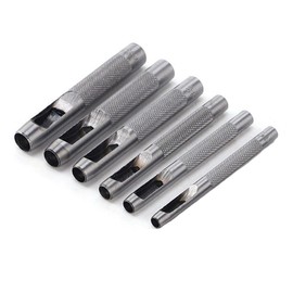 Leathe Punch Set Heavy Duty Round Hole Punch Set Leather Hole Tool,for Leather, Canvas (Silver, 6-pcs)