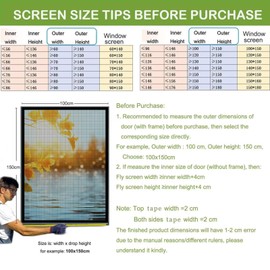 Fly Screen Window for Windows 60 x 110 cm Black Fly Curtain Front Door Fly Screen Sliding Door Mosquito Net Window Door