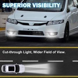 LED Fog Lights Compatible with 2006 2007 2008 Honda Civic 4 Door 1 Pair Front Bumper Driving Fog Lamps with Switch and Wiring kit-Clear Lens