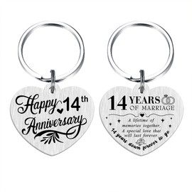 Tangvo 14th Anniversary Keychain - Happy 14 Years Wedding Anniversary Present