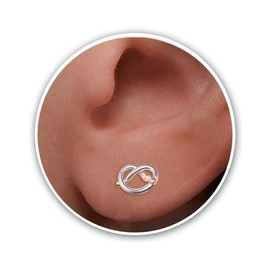 Bagel Ear Stud Piercings 22 Gauge | 925 Sterling Silver Bagel Shape Ear Jewelry Set | Gift Box Unique Jewelry