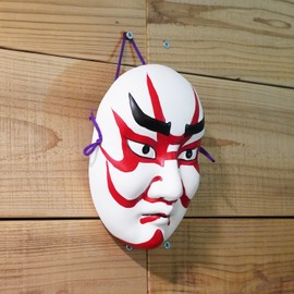COTONOHA Kumatori Mask Traditional Japanese Ceramic 7.1 Inches - Hand-Painted Red and Black Hanging Decor for Home or Office