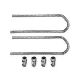 BLACKHORSE-RACING 44" Silver Chrome Flexible Stainless Steel Heated Hose Kit Chrome Caps