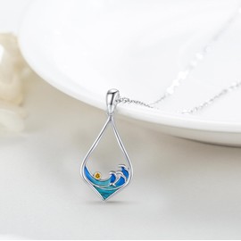 Twoowl - Collar de plata de ley 925 con colgante de playa, joyería de playa, regalo para mujeres y niñas, Plata esterlina, Circonia cúbica