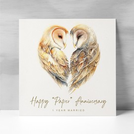 Postcard Prints - 1st Anniversary Card Paper Anniversary 1 Year Anniversary Card For Husband Owl Anniversary Card For Wife One Year Anniversary Card