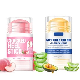 2 bálsamos para talón agrietado con aroma a melocotón + aloe, barra de talón para pies agrietados, crema de pies para callos y pies secos, pies agriet