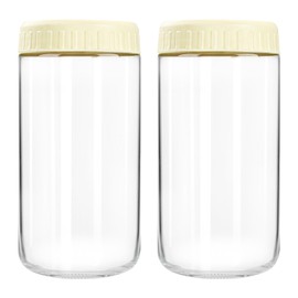 Overnight Oats Containers with Lids, 24oz Glass Jars with Lids 2 pcs, Milk White, Wide Mouth Mason Jars for Salad, Yogurt, Snacks, Meal Prep