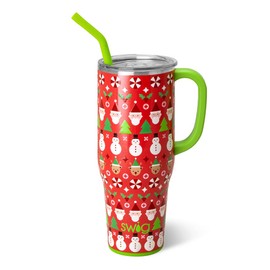 Swig Life 40oz Mega Mug, 40oz Tumbler with Handle and Straw, Extra Large Insulated Tumblers, Cup Holder Friendly Travel Mug (Christmas Crew)