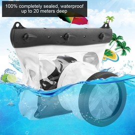 Sxhlseller Camera Waterproof Case Bag, Universal Underwater Dving Case Dry Bag for DSLR Cameras (White)
