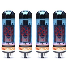 Quad of JJ E34L Blue Glass Power Vacuum Tube