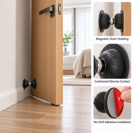 Magnetic Door Stopper for Bedroom and Home – Adhesive No-Drill Silicone Door Holder with Cushioned Design for Everyday Use