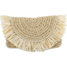 Fioeyr Women's Straw Evening Clutch Purse Summer Beach Handbag Straw Evening Handbag Women Envelope Bag