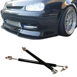 IKON MOTORSPORTS Adjustable Splitter Rods Universal Fitment, Black Aluminum Alloy & Stainless Steel 7-9 Inch Front Bumper Lip Spoiler Splitter Strut Tie Bar Support Accessory Pair