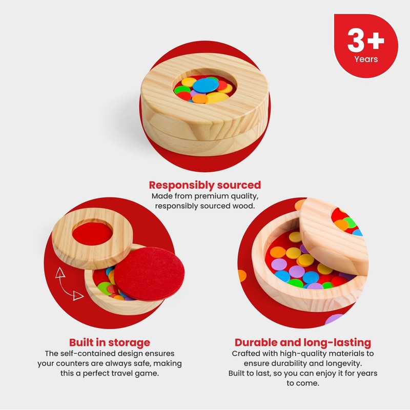 Bigjigs Toys Tiddly Winks Game, Wooden Toys, Board Games, Travel