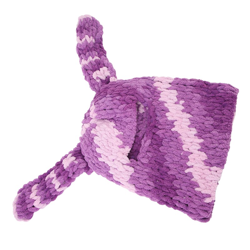 Bunny Ear Knitted Hat Purple Warm Windproof Thicken Stretchy Stylish