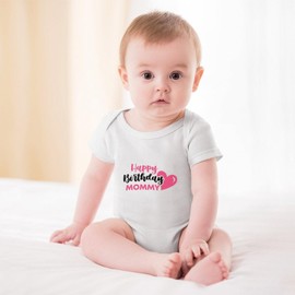 WOOYONGING Happy Birthday Mommy Outfit Baby Boy Clothes Short Sleeve Baby Romper Outfit Newborn White 6 Month
