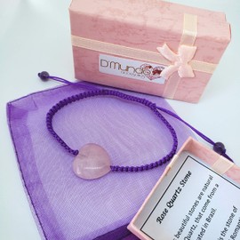 Rose Quartz and Amethyst Bracelet. Hand Woven Drawstring Bracelet. Adjustable Macrame Bracelet. Unconditional Love and Friendship Bracelet. Harmony, Calm and Balance Bracelet. Heart Bracelet.