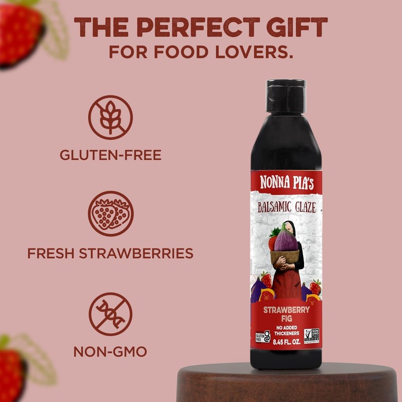 Nonna Pia’s Strawberry Fig Balsamic Glaze - Slow Infused Fruit-Flavor