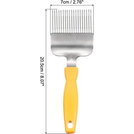 LATRAT Discapping Fork, Stainless Steel Beekeeping Equipment Accessories, Stainless Steel Tines Discovery Fork, Beekeeping Tool with Plastic Handle, Yellow